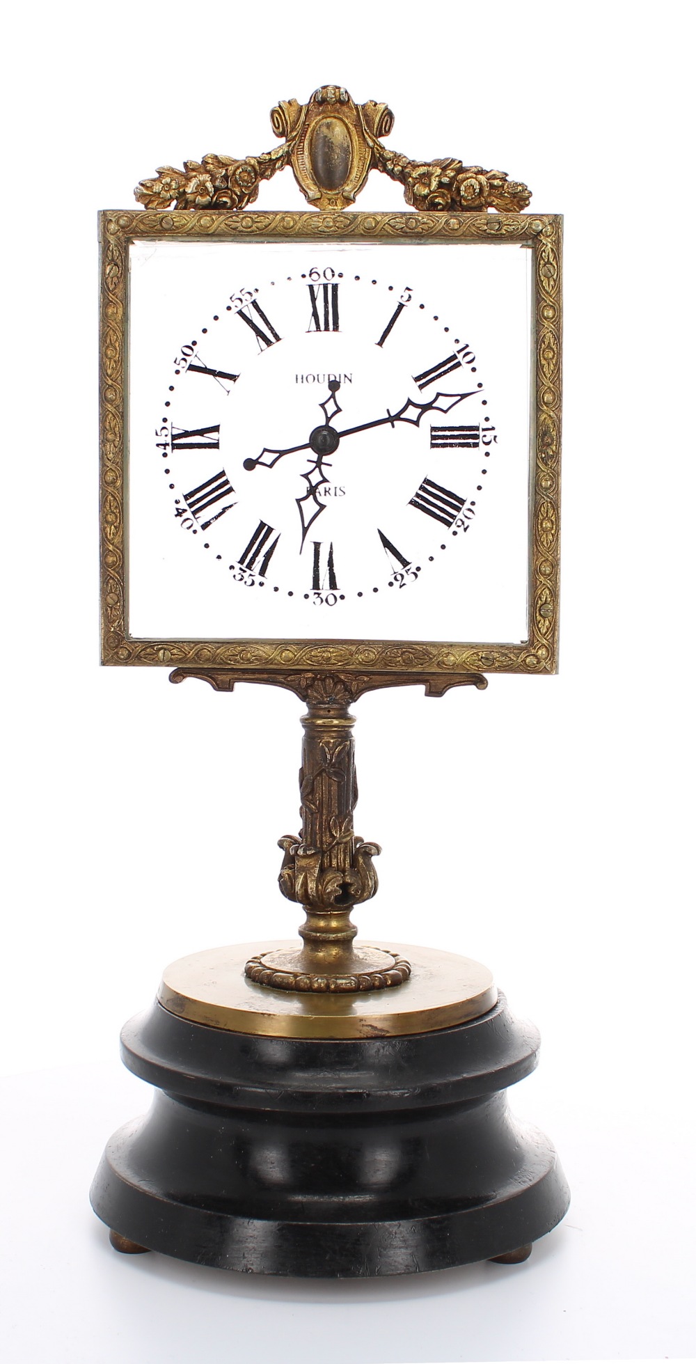 Fine and rare ormolu mystery clock, the 4.75" square bevelled glazed dial signed Houdin, Paris - Image 2 of 3