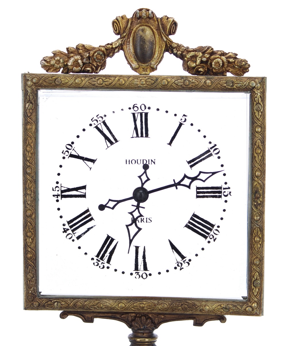 Fine and rare ormolu mystery clock, the 4.75" square bevelled glazed dial signed Houdin, Paris - Image 3 of 3