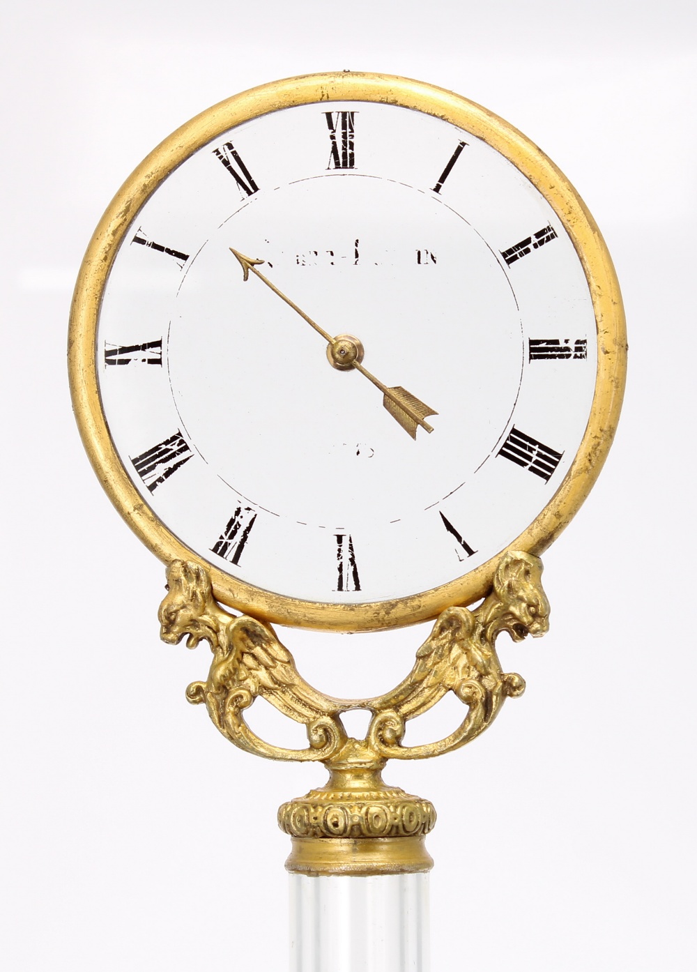 Very rare carved giltwood two train 'triple mystery' mantel clock, the 4.25" transparent glass - Image 3 of 4