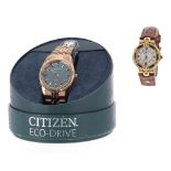 Sekonda Editions rose gold plated lady's bracelet watch, ref. 2090, circular blue dial, quartz,