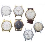 Seven vintage gentleman's wristwatches, to include a Eloga triple calendar, Bucherer, Certina,