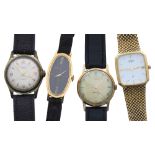 Two Timex gold plated and stainless steel gentleman's wristwatches, 33mm and 32mm; together with a