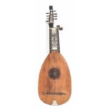 Fourteen course theorbo lute, Italy, late 19th century, with fifteen ebonised ribs, the capping