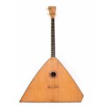 Bass balalaika, by Wilhelm Herwig, Markneukirchen, circa 1960, of standard triangular form with