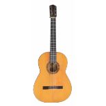 Spanish Flamenco guitar, by Sobrinos de Esteso, Madrid, 1957, the two piece back and ribs possibly