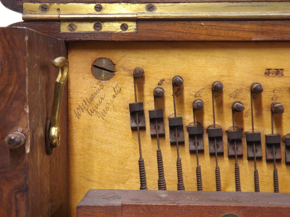 Upright piano by John Broadwood & Sons, London, 1873, the case of burr walnut with intricately - Image 6 of 8