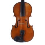 Good French violin by and stamped D. Nicolas Aine, á la Ville de Cremonne to the inner back, the one