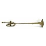 Interesting single valve brass fanfare trumpet, indistinctly inscribed ..Sole Agents Caracas