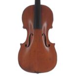 Old French violin by and branded Francois Perain below the button, the two piece back of faint