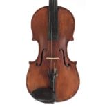 Good violin labelled Raffaele Trapani Napoli no. 910, the birds eye maple one piece back of broad