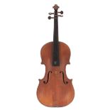 Early 20th century violin labelled Bernier, 14 1/16", 35.70cm, case
