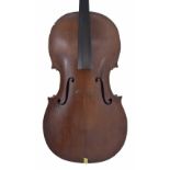 Old English violoncello circa 1890, in need of restoration, 29 1/2", 74.90cm