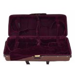 Quad plush lined violin case with brown outer zipper cover