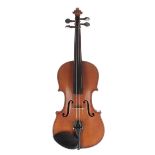 French three-quarter size Stradivari copy violin circa 1910, 13 3/16", 33.50cm