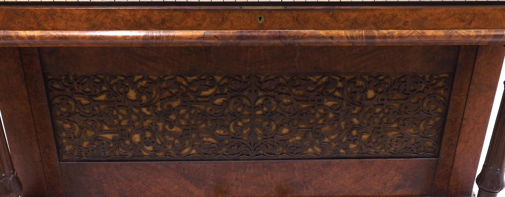 Upright piano by John Broadwood & Sons, London, 1873, the case of burr walnut with intricately - Image 8 of 8