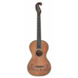 Guitar, School of Stauffer, Austria, circa 1818, the one piece back and ribs of maple, the table