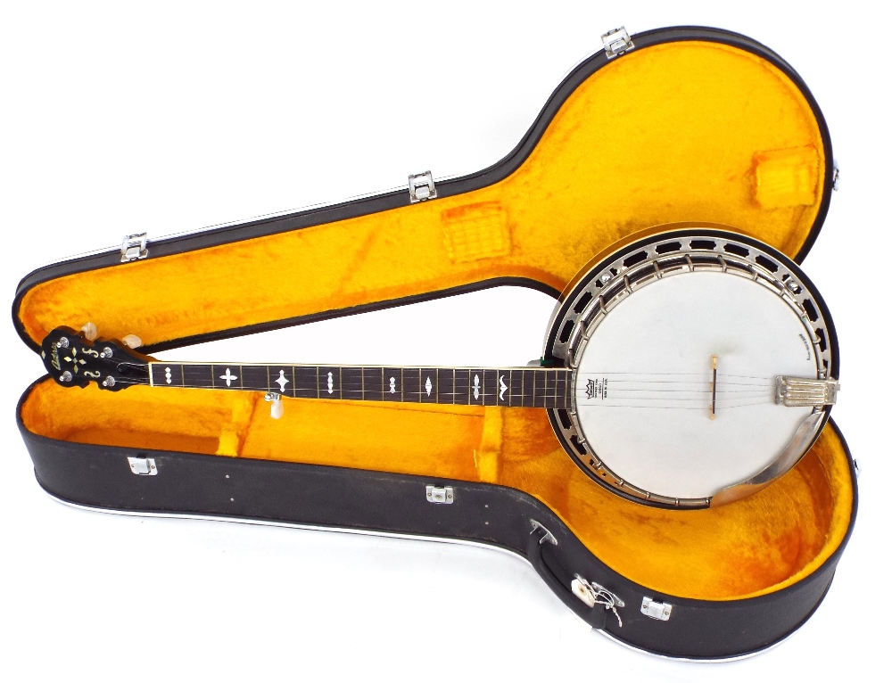 1970s Antoria Law Suit Mastertone five string banjo, made in Japan, original hard case