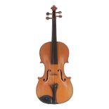 Good early 20th century three-quarter size violin, unlabelled, 13 1/4", 33.70cm, W.E. Hill & Sons