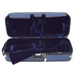 Quad plush lined violin case with blue outer zipper cover