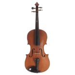 Early 20th century German violin, 14 1/8", 35.90cm, bow, case