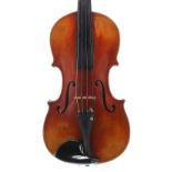 Late 19th century Stradivari copy violin, 14 1/8", 35.90cm, case