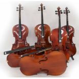 *Six various size contemporary ex-student violoncellos in variable condition (6) *This lot is