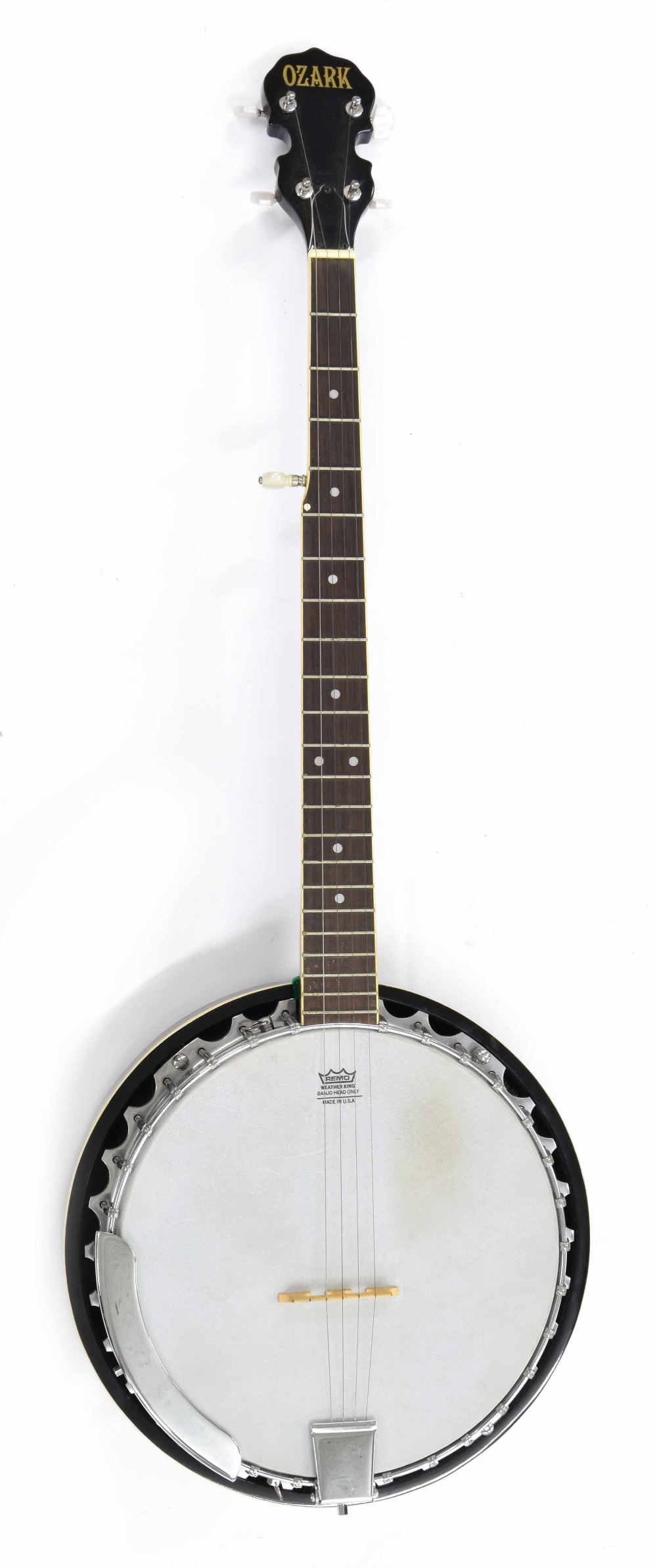 Ozark five string banjo, soft bag