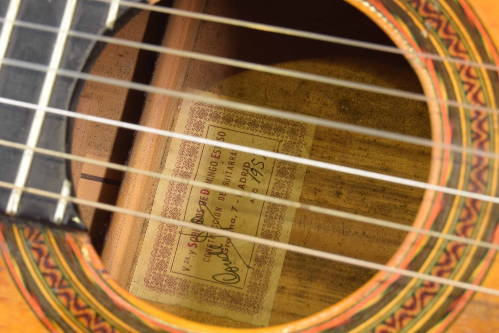 Spanish Flamenco guitar, by Sobrinos de Esteso, Madrid, 1957, the two piece back and ribs possibly - Image 4 of 4