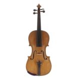 Mid 20th century Maggini copy violin, 14 5/16", 36.40cm, bow, case