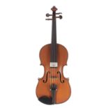 French half size Stradivari copy violin circa 1920, 12 1/8", 30.80cm; also another French half