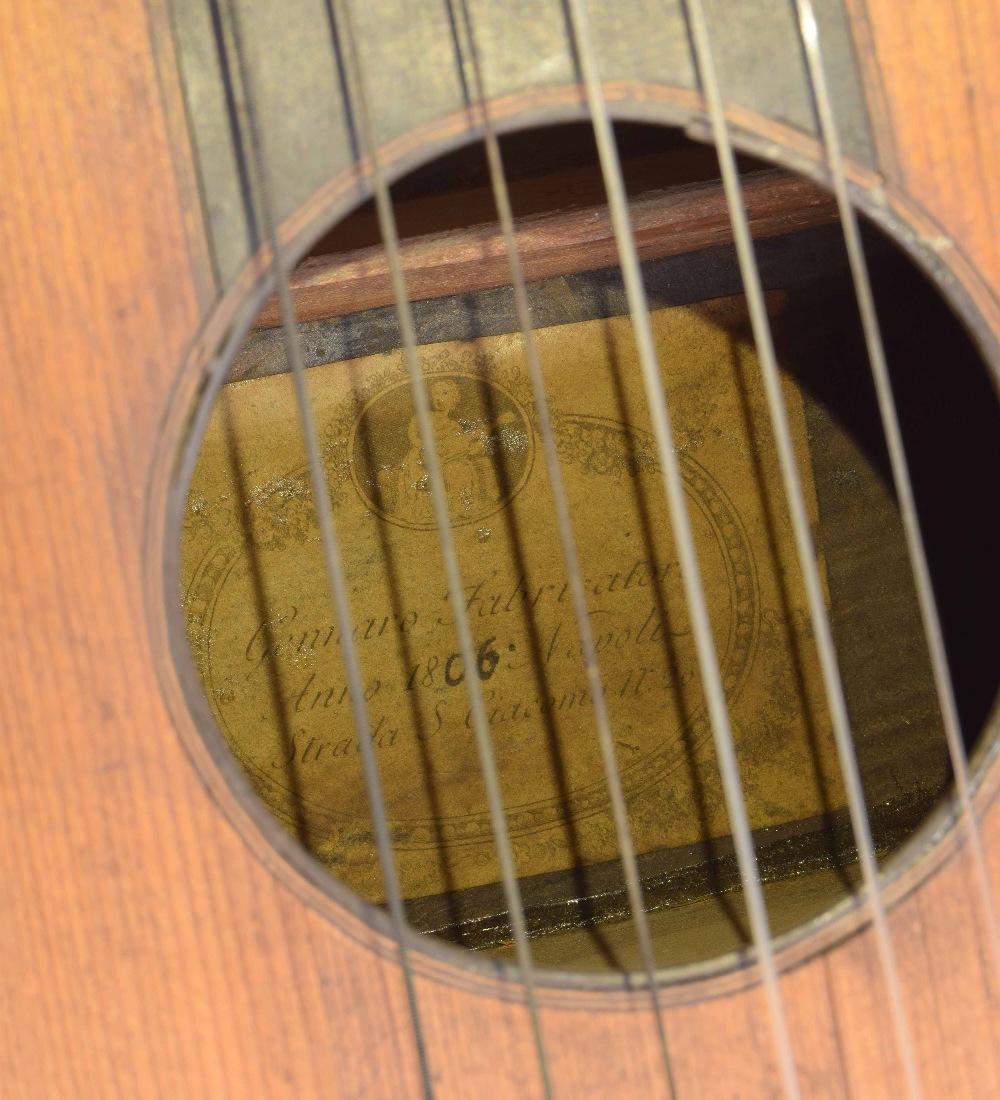 Lyre guitar by Gennaro Fabbricatore, Naples, 1806, the back and ribs of simulated maple, the table - Image 4 of 5