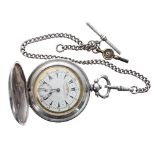 Turkish market silver (.800) hunter pocket watch, the lever movement signed Grammatopoulo Fréres