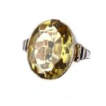 Large 9ct oval citrine single stone ring, 21mm x 16mm, 6.1gm, ring size H