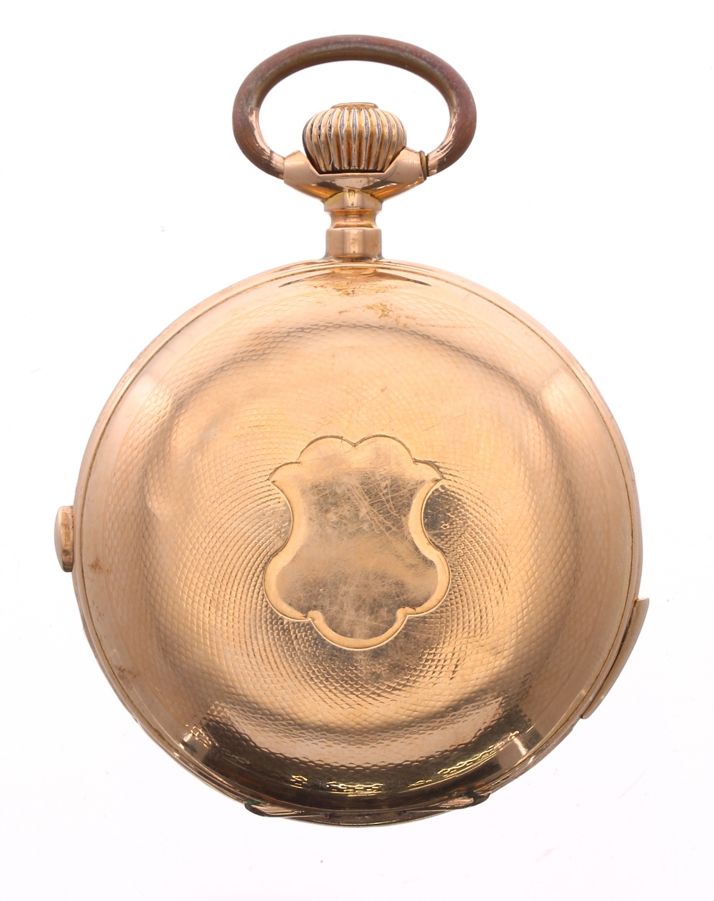 Swiss 14ct chronograph quarter repeating hunter pocket watch with an interesting Russian - Image 2 of 4
