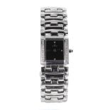 Eterna Minx stainless steel and diamond lady's bracelet watch, ref. 2608.49, black dial with diamond