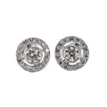 Pair of 18ct white gold diamond circular cluster earrings, 0.85ct approx, clarity SI-1, colour I/