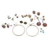 Nine pairs of assorted 9ct earrings, 14.4gm