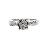 9ct white gold diamond cluster ring, round brilliant-cut, 2.6gm, ring size L