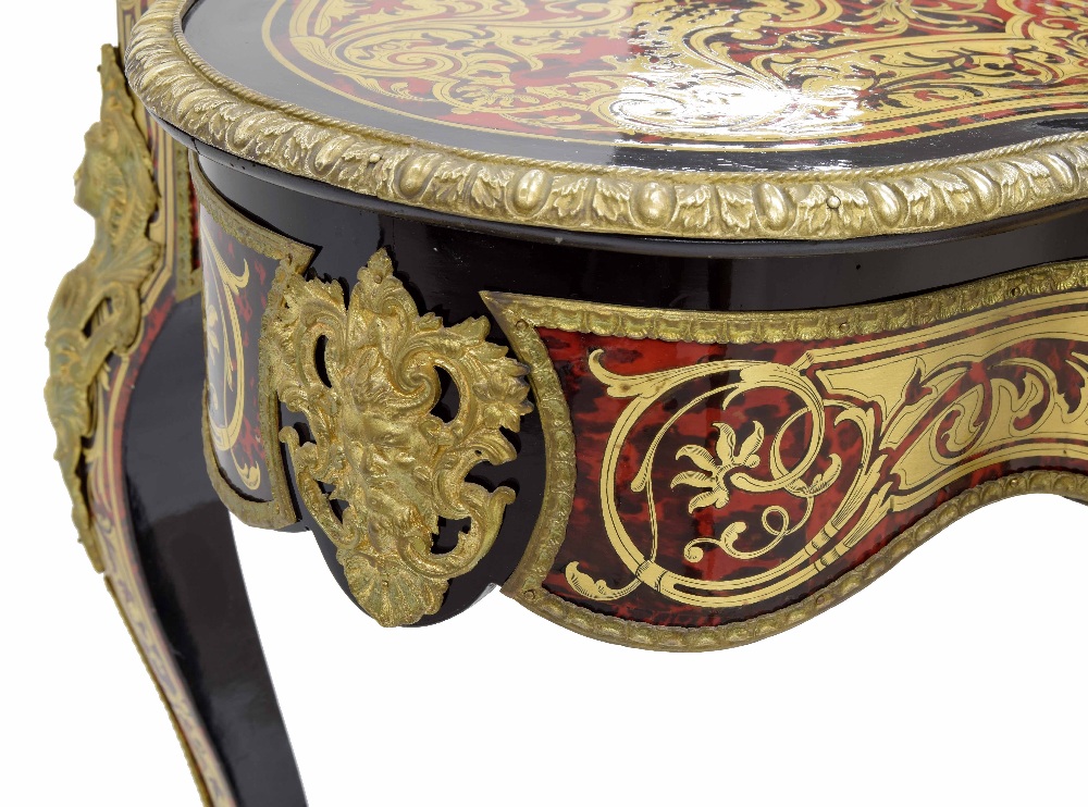 Fine French Louis XV style Boulle work centre table, the serpentine top with a cast gilt metal - Image 5 of 6