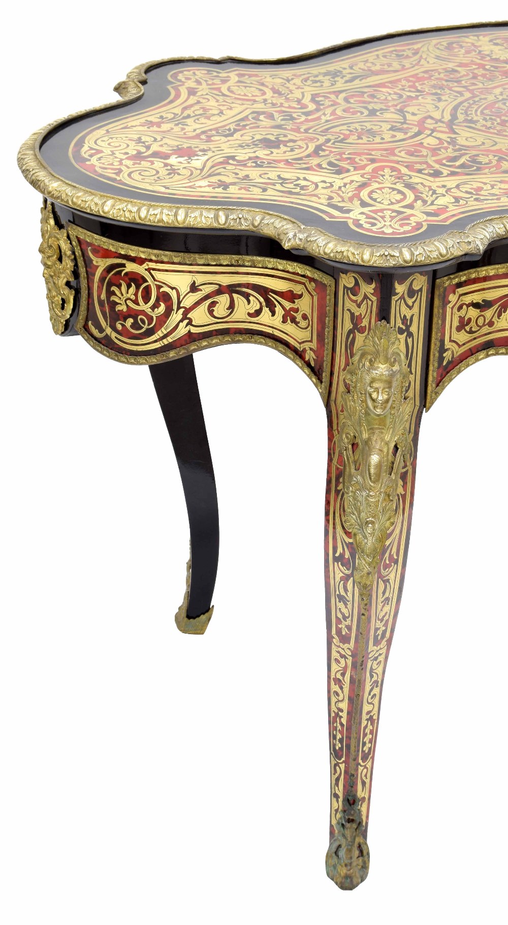 Fine French Louis XV style Boulle work centre table, the serpentine top with a cast gilt metal - Image 2 of 6