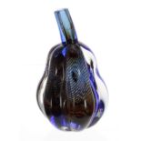 Edvard Hald for Orrefors - stem vase modelled as a lobed squash, deep blue with spiral interior,