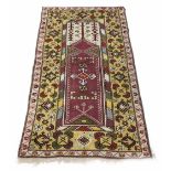 Anatolian type prayer mat, natural ground decorated with central panel within multiple foliate