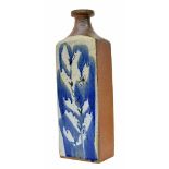 Marianne De Trey (1913-2016) - tall rectangular bottle shaped lamp base, blue abstract leaf print on