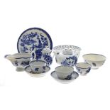 Collection of 18th century Worcester crescent period and later blue and white porcelain;