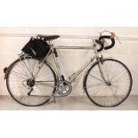 Raleigh Record Ace twelve speed bicycle, silver/bronze, 22" frame, Brooks studded leather saddle and