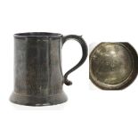 George III silver cylindrical tankard with bright-cut repeated borders, maker Charles Wright, London