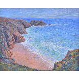 Paul Stephens (20th/21st century) - Cornwall coast, Porthcurno, oil on panel, signed and
