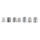 Seven assorted silver thimbles, 23.1gm (7)