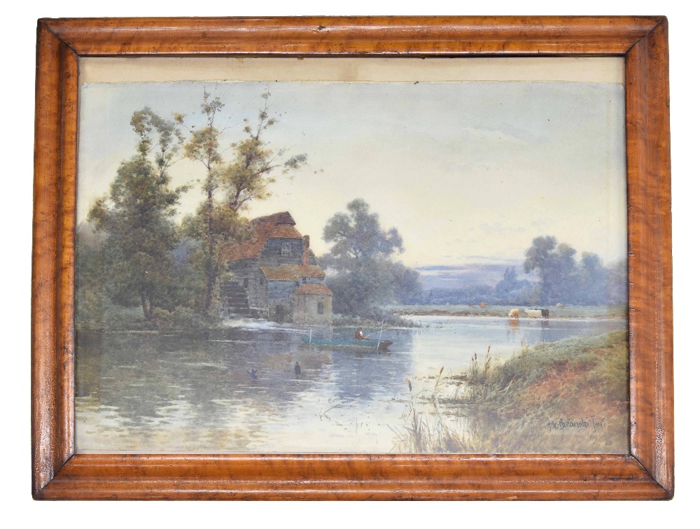 Alfred De Breanski Jnr (1877-1955) - River landscape in summer with a water mill, an angler - Image 2 of 2