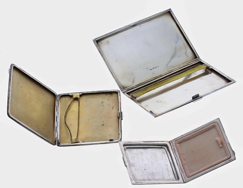 George VI engine turned silver cigarette case, maker Joseph Vale, Birmingham 1945, 5" x 3.5"; - Image 2 of 2